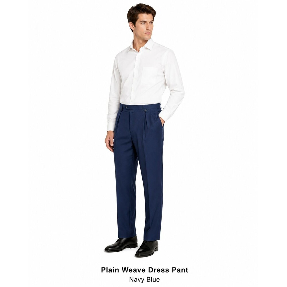 VTG Tiglio Luxe Men's 40x29 Pleated Italian Made Wide Leg Wool Pants Solid Navy